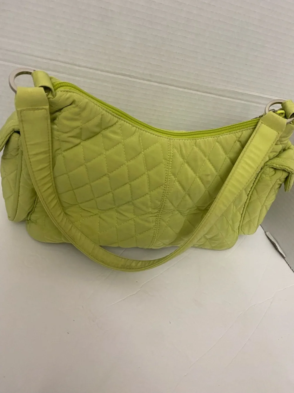 Vera Bradley Quilted Lime Green Satchel Shoulder Bag Retired